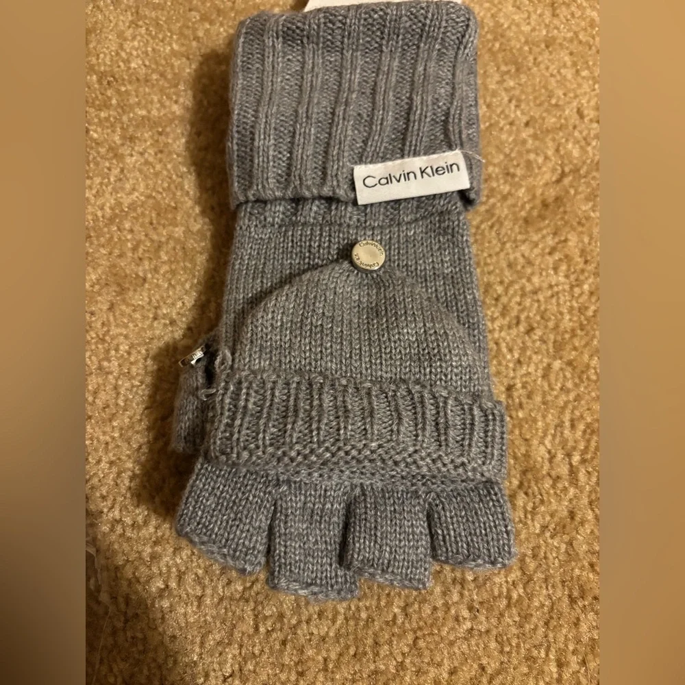 Calvin Klein Gray Open Finger Gloves Mittens